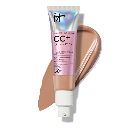 IT Cosmetics CC+ Cream Illumination - Radiant Full Coverage Foundation With SPF 50+, Color Corrector & Hydrating Anti-Aging Serum, Hydrolyzed Collagen + Peptides, Normal to Dry Skin - 1.08 fl oz