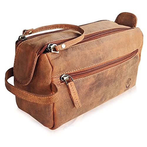 RUSTIC TOWN Buffalo Leather Toiletry Bag