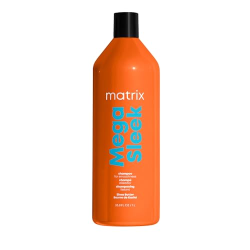 Matrix Mega Sleek Shampoo - Smoothing and Detangling, For Dry, Damaged & Frizzy Hair, Salon Professional Shampoo, With Shea Butter, Vegan
