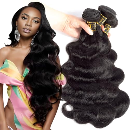 QTHAIR Brazilian Virgin Hair 16A Grade Body Wave Bundles 100% Unprocessed Virgin Brazilian Body Wavy Human Hair Bundles 20" 18" 16" 300g Brazilian Body Wave Human Hair Extensions
