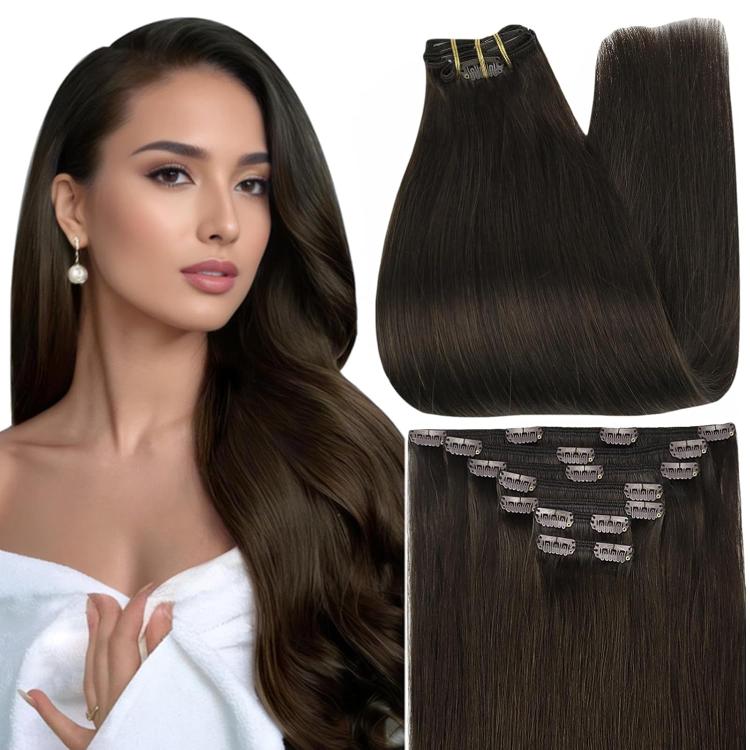 Full Shine Darkest Brown 16"