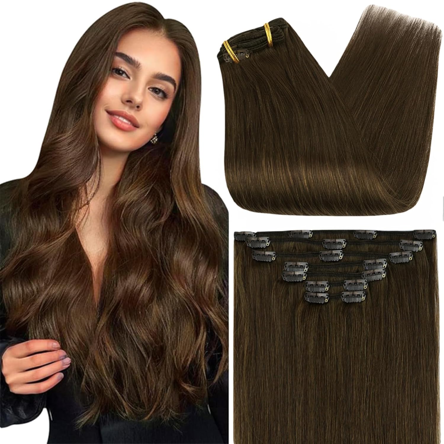 Full Shine Brown 7‑pc Clip‑ins