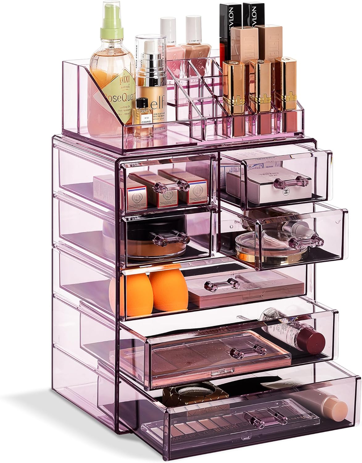Sorbus Clear Cosmetic Makeup Organizer (Purple)