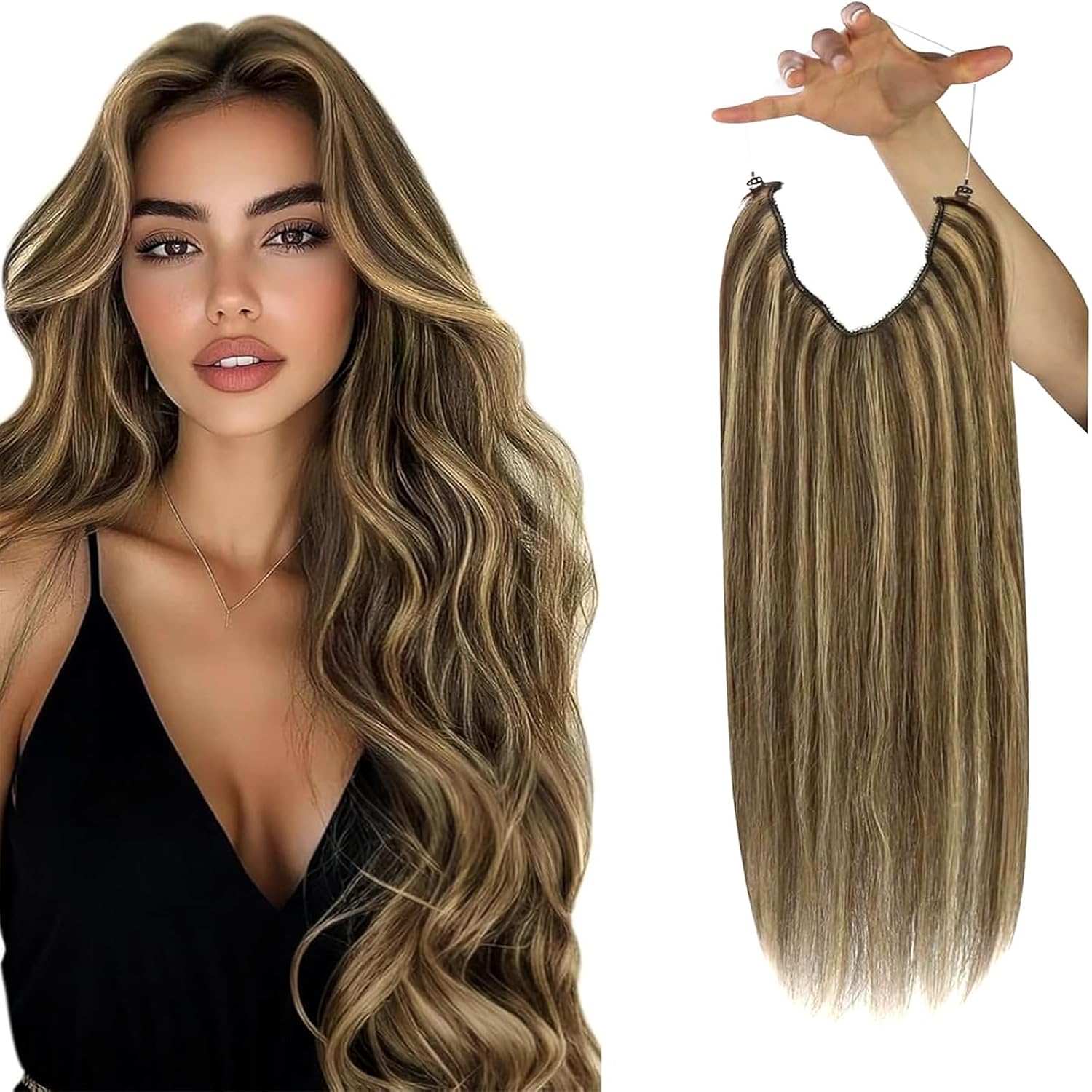 Sunny Wire Hair Extensions Dark Brown/Caramel Blonde