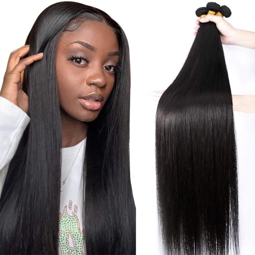 12A Straight Bundles Human Hair 14" 16" 18" 300g Brazilian Remy Straight Hair 3 Bundles 100% Unprocessed Virgin Raw Remy Human Hair Weave Natural Color