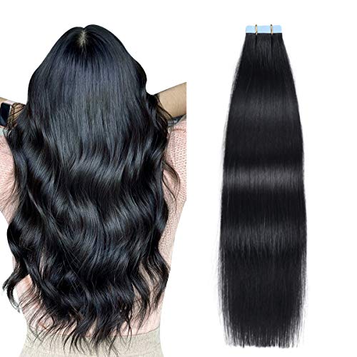 SUYYA Tape in Hair Extensions Black 20pcs