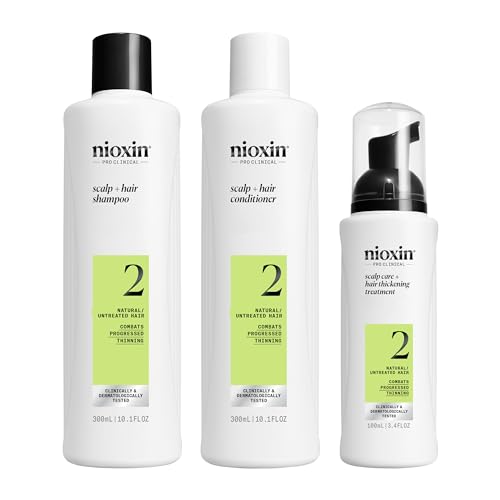 Nioxin Scalp + Hair Thickening System Kits | For Natural, Colored, & Damaged Hair with Light to Progressed Thinning | Strengthen & Boost Hair Density with Niacinamide & Biotin | 3 Month Supply