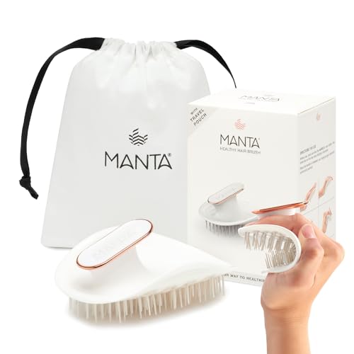 Manta Original Anti-Breakage Hairbrush  Gentle Detangling Brush for Wet & Dry Hair, Flexible Hairbrush for All Types, Healthy Hair Care for Women & Men, White