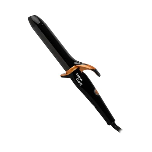 Curves | 1 1/4" Curling Iron  Black Titanium Hair Curler with Clamp | Dual Voltage | 9ft Swivel Cord | Professional Styling Tool for All Hair Types | Fixed Temperature 410F