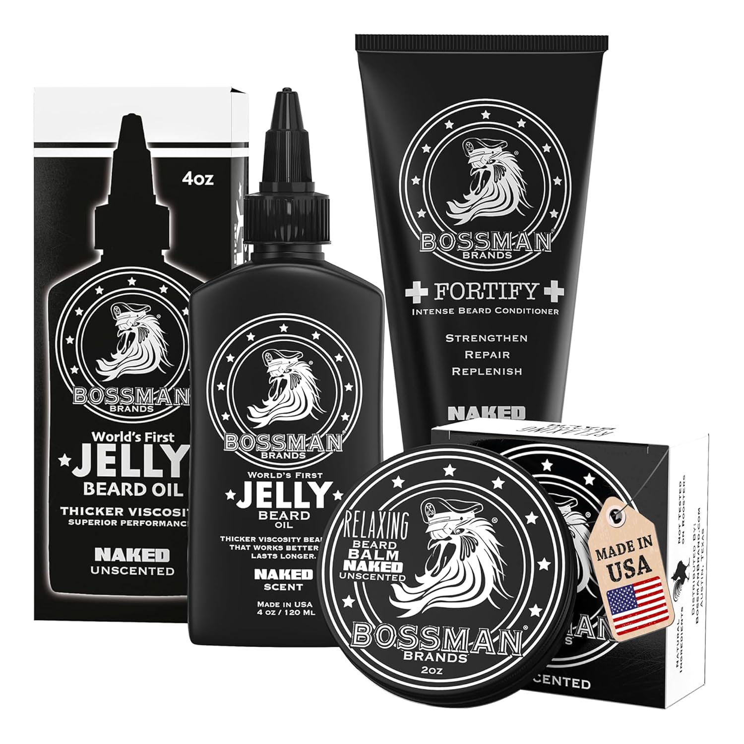 Bossman Essentials Beard Kit (Naked - Unscented)