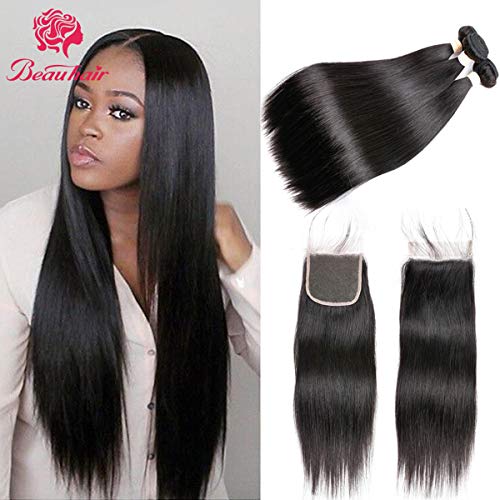 7A Brazilian Straight Hair Bundles with Closure