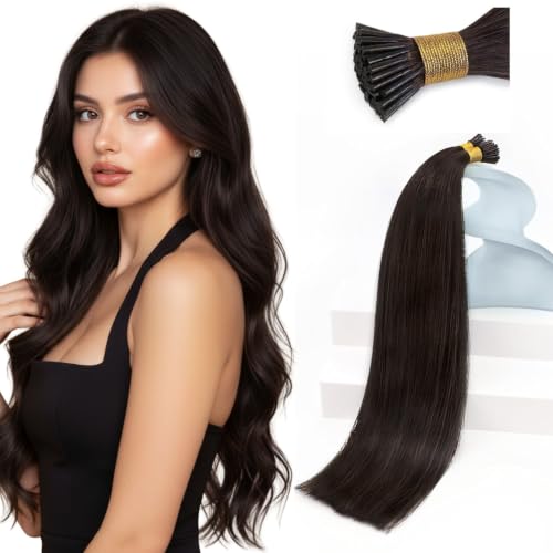 Sunny Hair 24inch I Tip Hair Extensions Real Human Hair Long Straight Hair Brown Human Hair I Tip Hair Extensions Add Length Itip Human Hair Extensions 50g