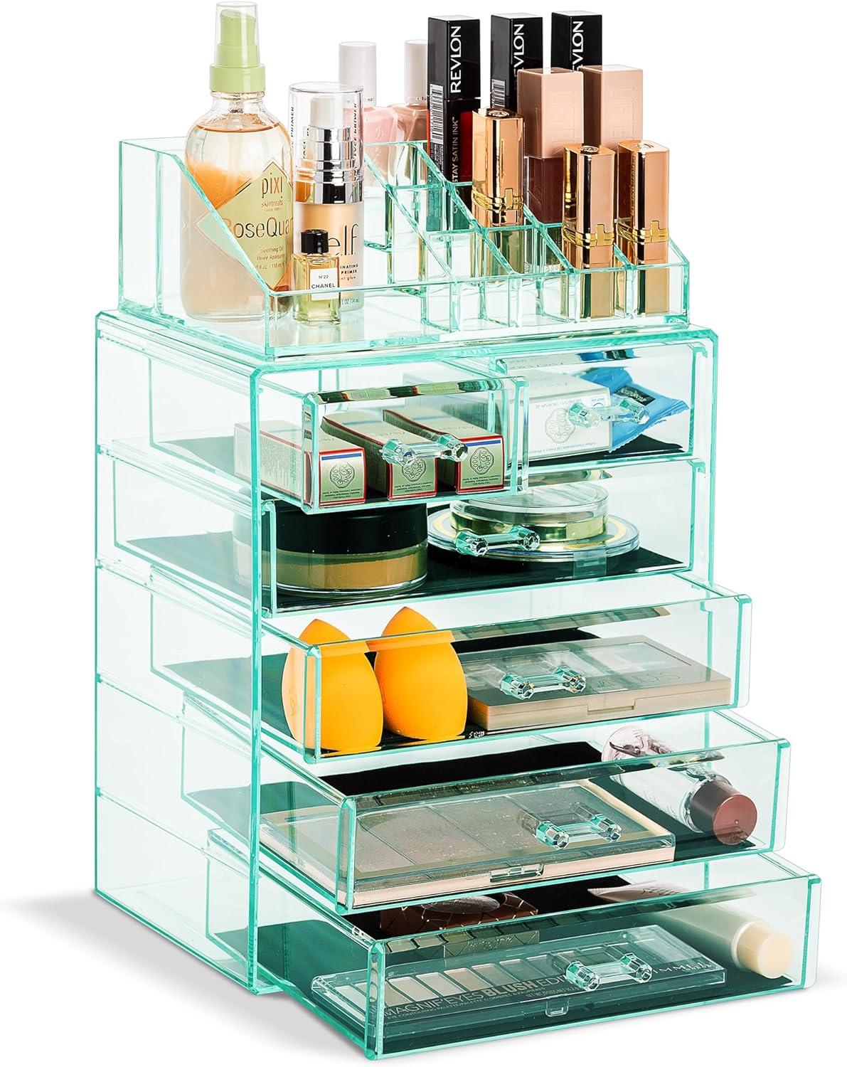 Sorbus Clear Cosmetic Makeup Organizer (Teal Thrill)