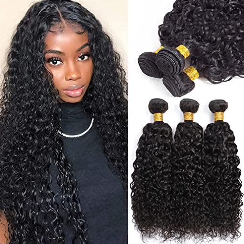 12A Curly Bundles Human Hair 20" 22" 24" 300g Brazilian Kinky Curly Human Hair Weave Bundles 100% Unprocessed Brazilian Virgin Hair 3 Bundles Double Weft Remy Hair Natural Color