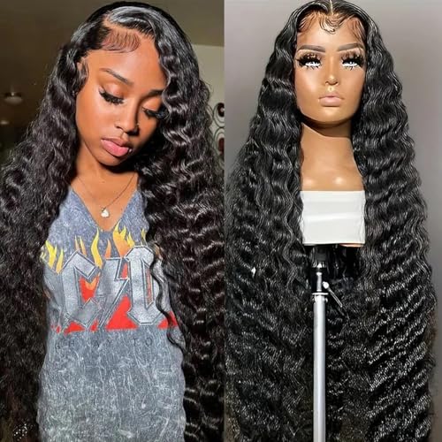 Loose Wave Lace Front Wigs Human Hair 200% Density 13x4 HD Transparent Loose Deep Wave Lace Frontal Wigs with Baby Hair Pre Plucked 12A Brazilian Human Hair Lace Front Wig for Black Women (26 Inch)