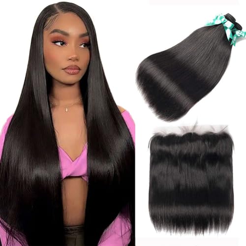 Beauhair Brazilian Straight Hair 3 Bundles With Frontal