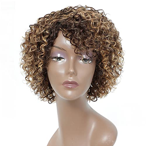 HUA Short Curly Human Hair Wig (P4/27/30)