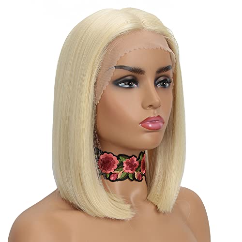 NOBLE Platinum Blonde Bob Wigs for White Women T Part HD Lace Front Wigs for White Women Synthetic 613 Blonde Bob Wig for Party and Daily Use