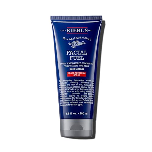 Kiehl's Facial Fuel Moisturizer with SPF 20 for Men, Energizing Face Moisturizer for Dull Skin, Non-Greasy Feel, Hydrating Lotion and Broad Spectrum Sunscreen, with Caffeine, Vitamin C & Vitamin E