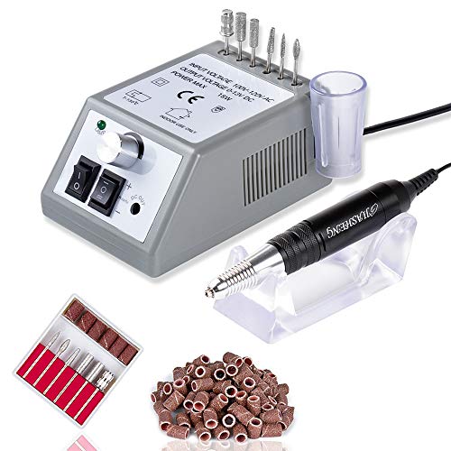 30,000 RPM Professional Nail Drill, High Speed Grinder Manicure E File Kit, Acrylic Gel Nails Polish Remover Buffer for Artificial Nails with Nail Drill Bits and Sanding Bands(Grey)