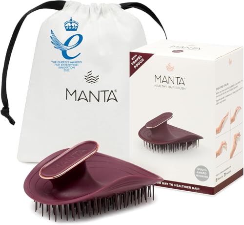 Manta Original Anti-Breakage Hairbrush  Gentle Detangling Brush for Wet & Dry Hair, Flexible Hairbrush for All Types, Healthy Hair Care for Women & Men, Burgundy