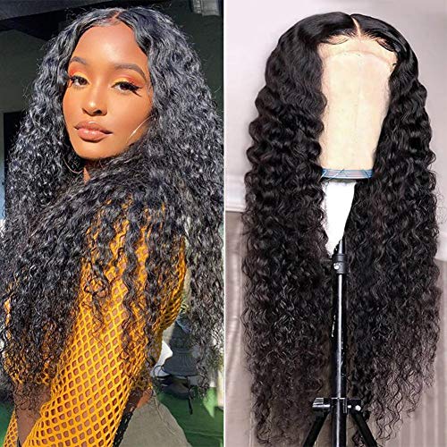 Alibeauty 134 Lace Front Wigs Human Hair for Black Women 180% Density 9A Brazilian Water Wave Human Hair Wigs Pre Plucked with Baby Hair 14 inch
