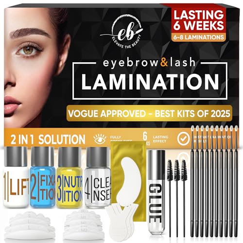 Eyebrow and Lash Lamination Kit | At Home DIY and Salon Use | 2in1 Professional Brow Lamination Kit and Lash Lift | Instant Lift For Fuller Eye Brows and Longer Eyelashes