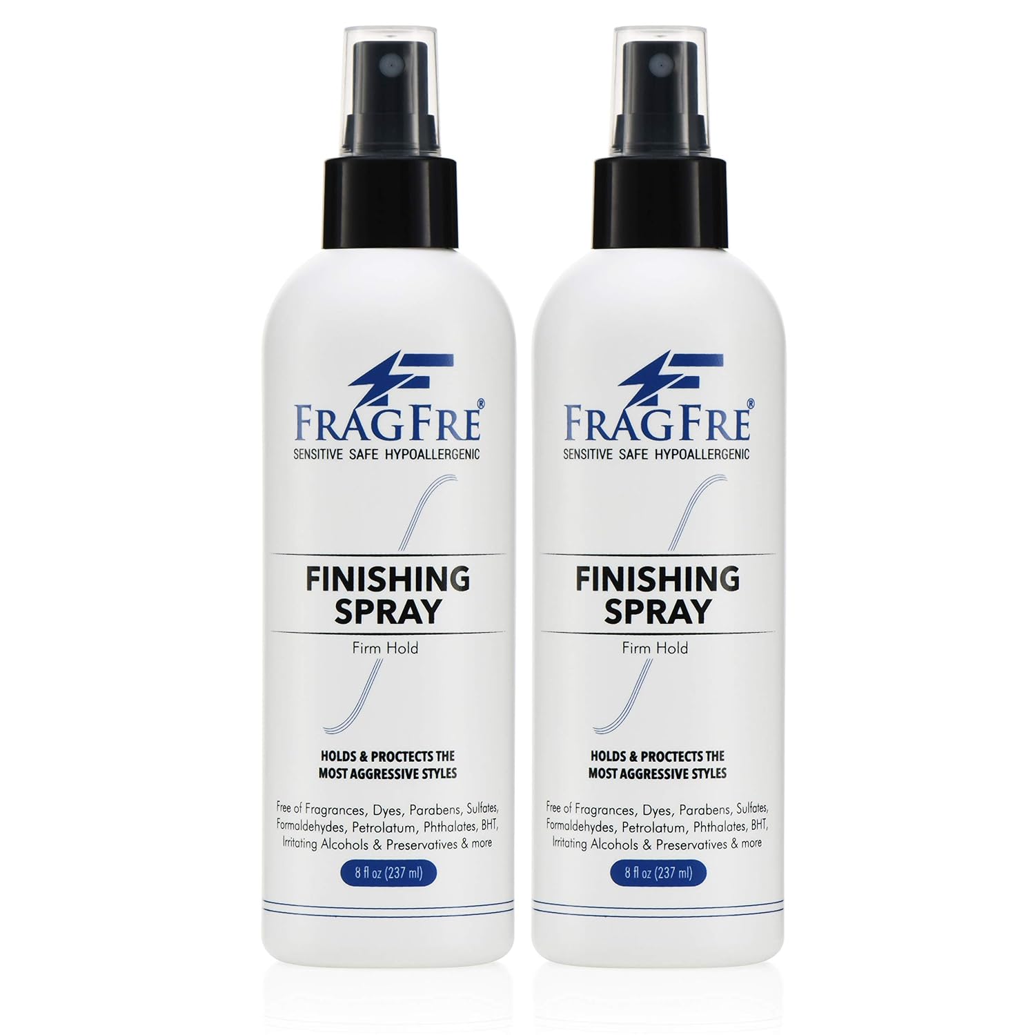 Hair Finishing Spray Firm Hold 8 oz (2-Pack Gift Set) - Hair Spray for Sensitive Skin - Fragrance Free Hypoallergenic Parabens Free - Holds and Protects Without Irritations - Vegan