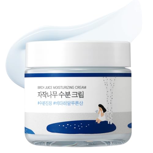 ROUND LAB Birch Juice Moisturizing Cream 2.7 Fl Oz, 48-Hour Deep Hydrating Lightweight Face Moisturizer with Birch Sap & Vita Hyaluronic Acid, Gentle on Acne-Prone and Sensitive Skin, Korean Skin Care
