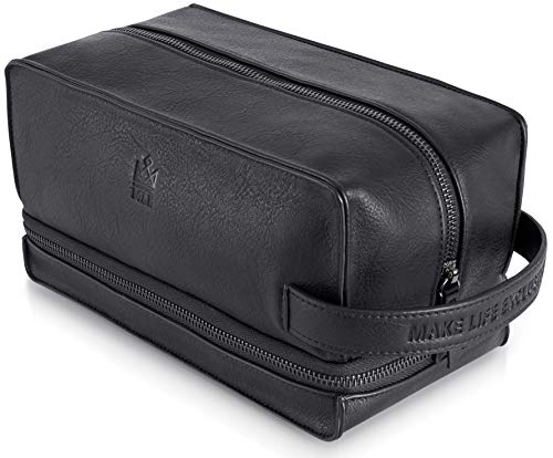 Mens Leather Toiletry Bag  Travel Dopp Kit, Shaving Bag, Grooming & Hygiene Organizer, Leather Toiletry Bag for Men, Gift for Him