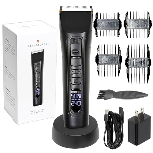 Brio Beardscape V1 Beard Trimmer for Men Professional with Low Friction Ceramic Blade, Cordless Professional Hair Trimmer for Barbers with 4 Hrs of Long Battery Timing, Ideal for Beard & Body (Black)