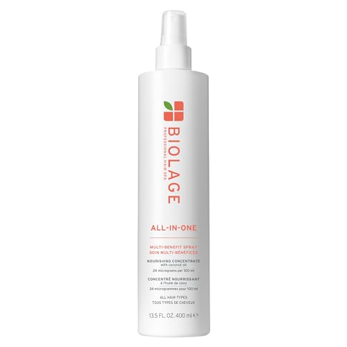 Biolage All-In-One Multi-Benefit Spray - Leave-In Treatment, Heat Protectant, Shine, Frizz Control, For All Hair Types, Coconut Oil, Vegan & Paraben-Free