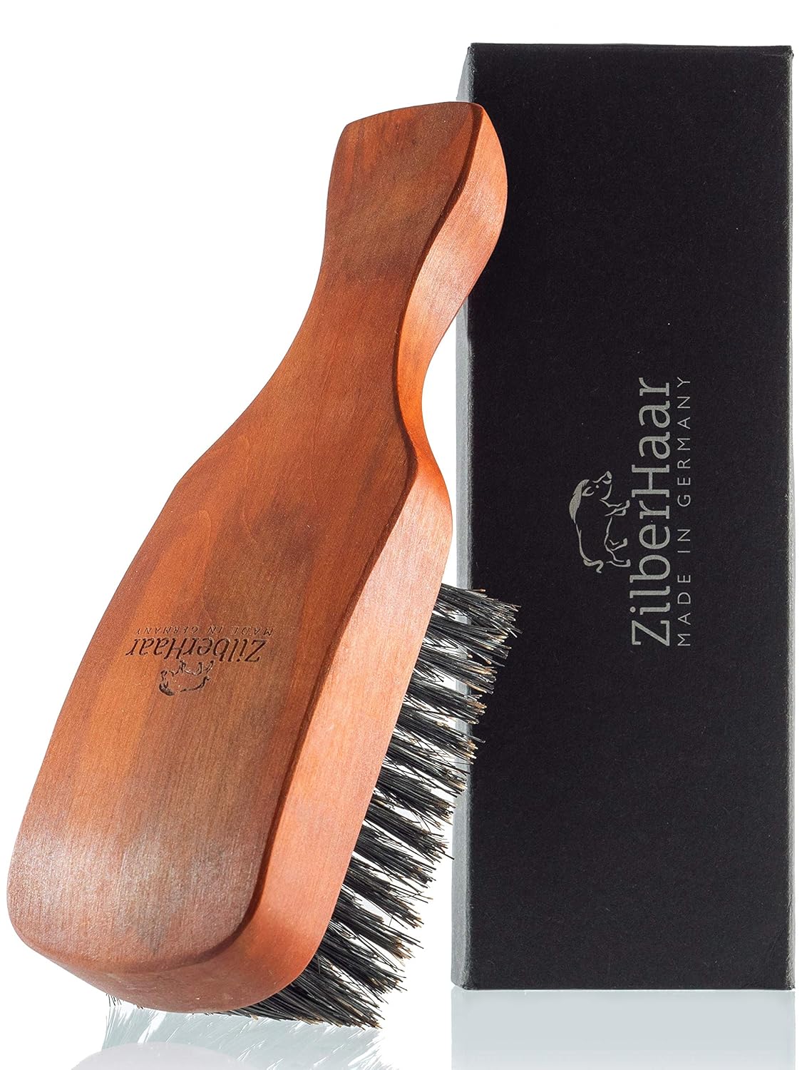 ZilberHaar Major  Men's Hair and Beard Brush  Soft Boar Bristles  Massages and Exfoliates Skin and Scalp  Ideal Men's Grooming Accessory  Made in Europe
