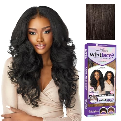 Sensationnel What Lace 13X6 Wigs - Latisha Lacefrontal Hand Tied Glueless Synthetic With Natural Density Preplucked Hairline (Dark Brown 2)