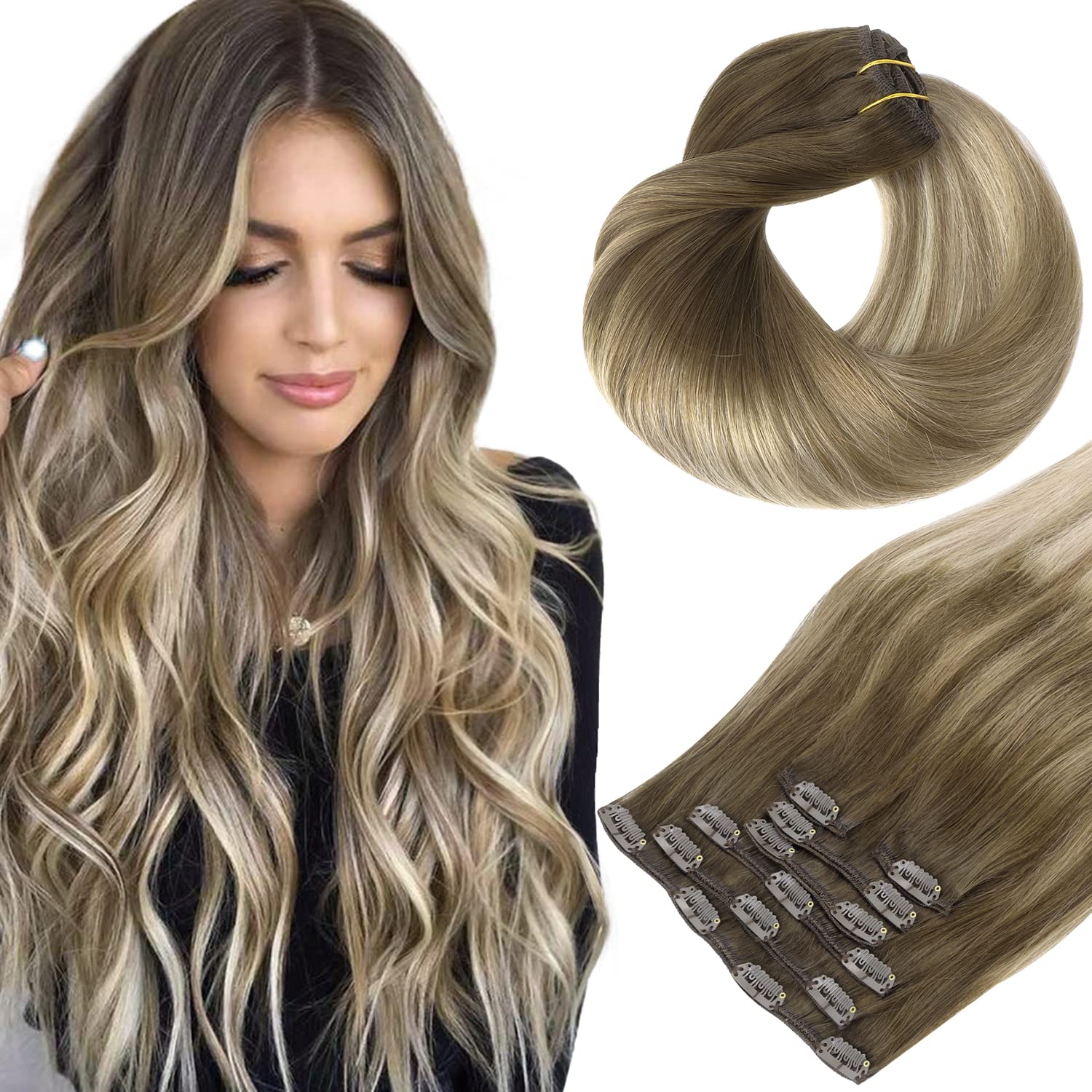 HOTBANANA Human Hair Clip in Extensions