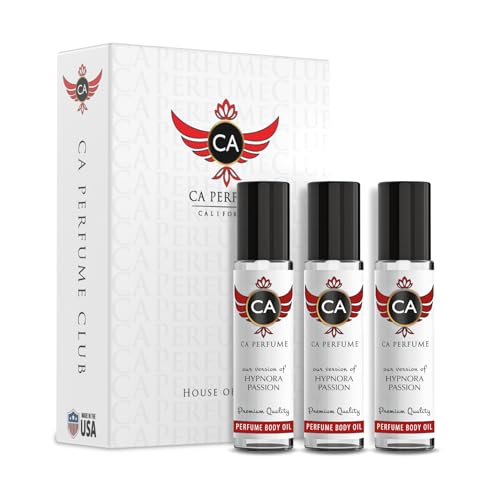 CA Perfume Impression of Hypnora Passion for Women Eau De Parfum Amber Vanilla Scent Long Lasting Perfumes for Women Travel Size TSA Ready for Day and Night Wear 0.33 Fl Oz 10ml (Pack of 3)