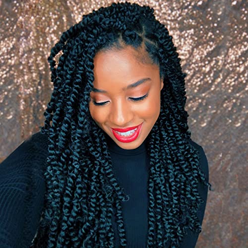 TOYOTRESS Tiana Passion Twist Hair - 16 inch Pre-twisted Crochet Braids Natural Black, Synthetic Braiding Hair Extensions (16 Inch, 1B)