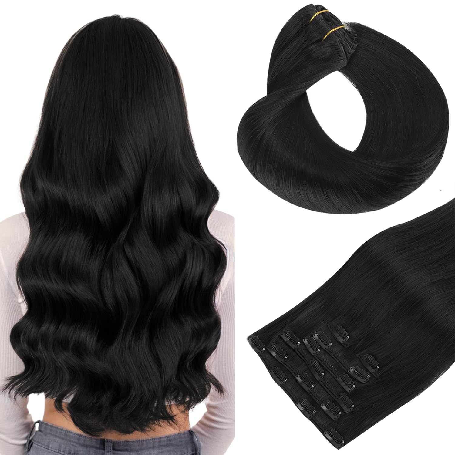 HOTBANANA Human Hair Clip in (Natural Black)