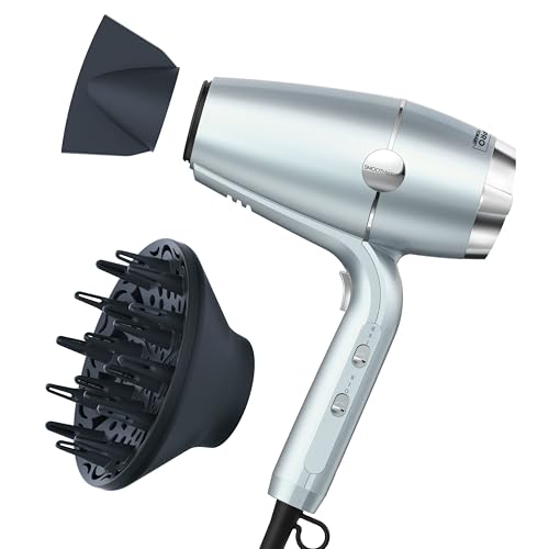 INFINITIPRO BY CONAIR SmoothWrap Hair Dryer with Diffuser | Blow Dryer for Less Frizz, More Volume and Body | With Advanced Plasma and Ceramic Technology | Mint