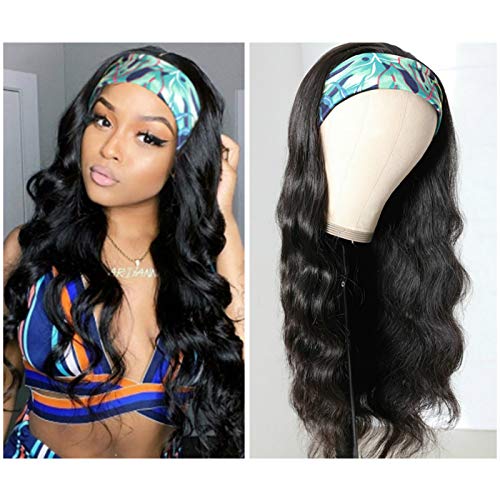 catti Body Wave Headband Wig Human Hair Headband Half Wigs for Black Women Glueless None Lace Front Wigs Human Hair Brazilian Virgin Hair Machine Made Headband Wig 150% Density (24" Headband wigs)