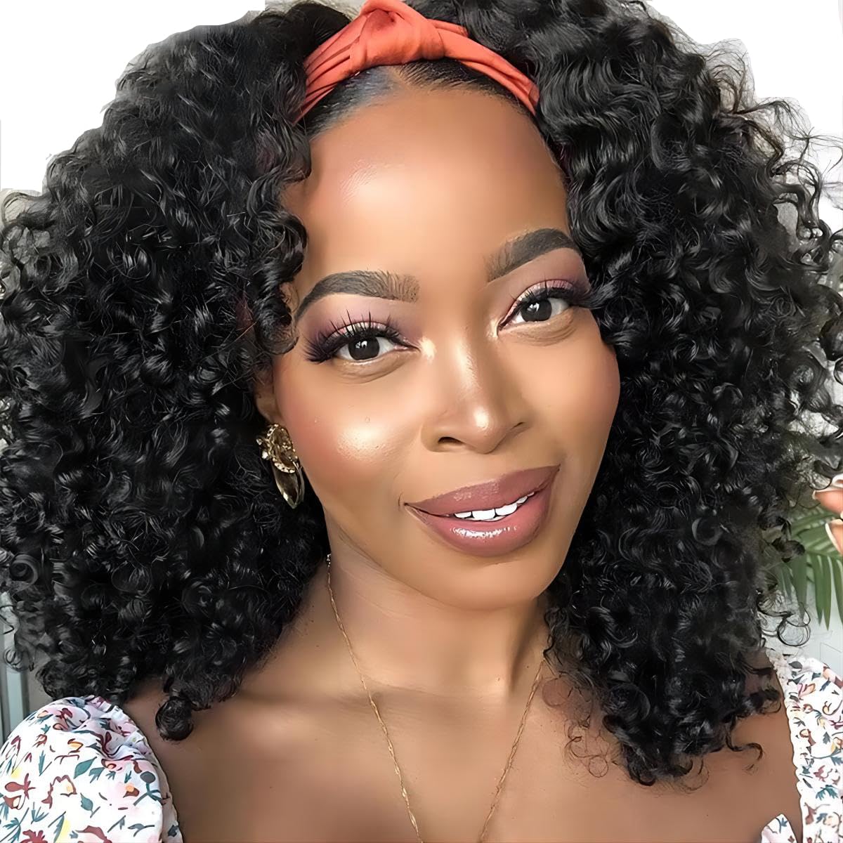 ISEE Headband Wig Human Hair Kinky Curly Human Hair Wigs for Black Women Glueless None Lace Front Wigs 180% Density 22inch