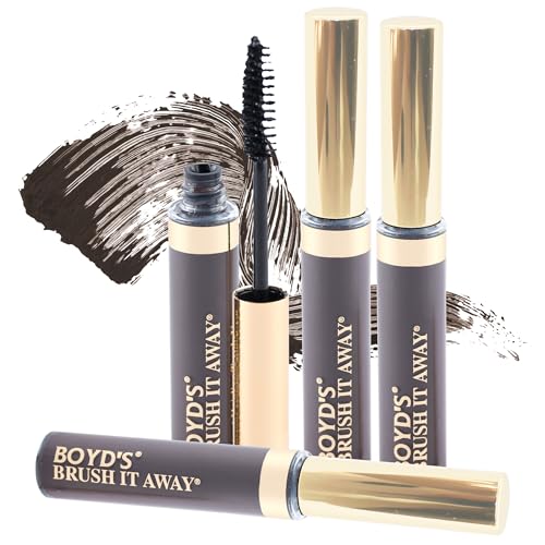 Boyds Brush It Away | Grey Hair Root Touch Up for Women & Men | Temporary Hair Color Mascara | Quick-Dry Water-Resistant Concealing Formula | Dark Brown, 4-Pack