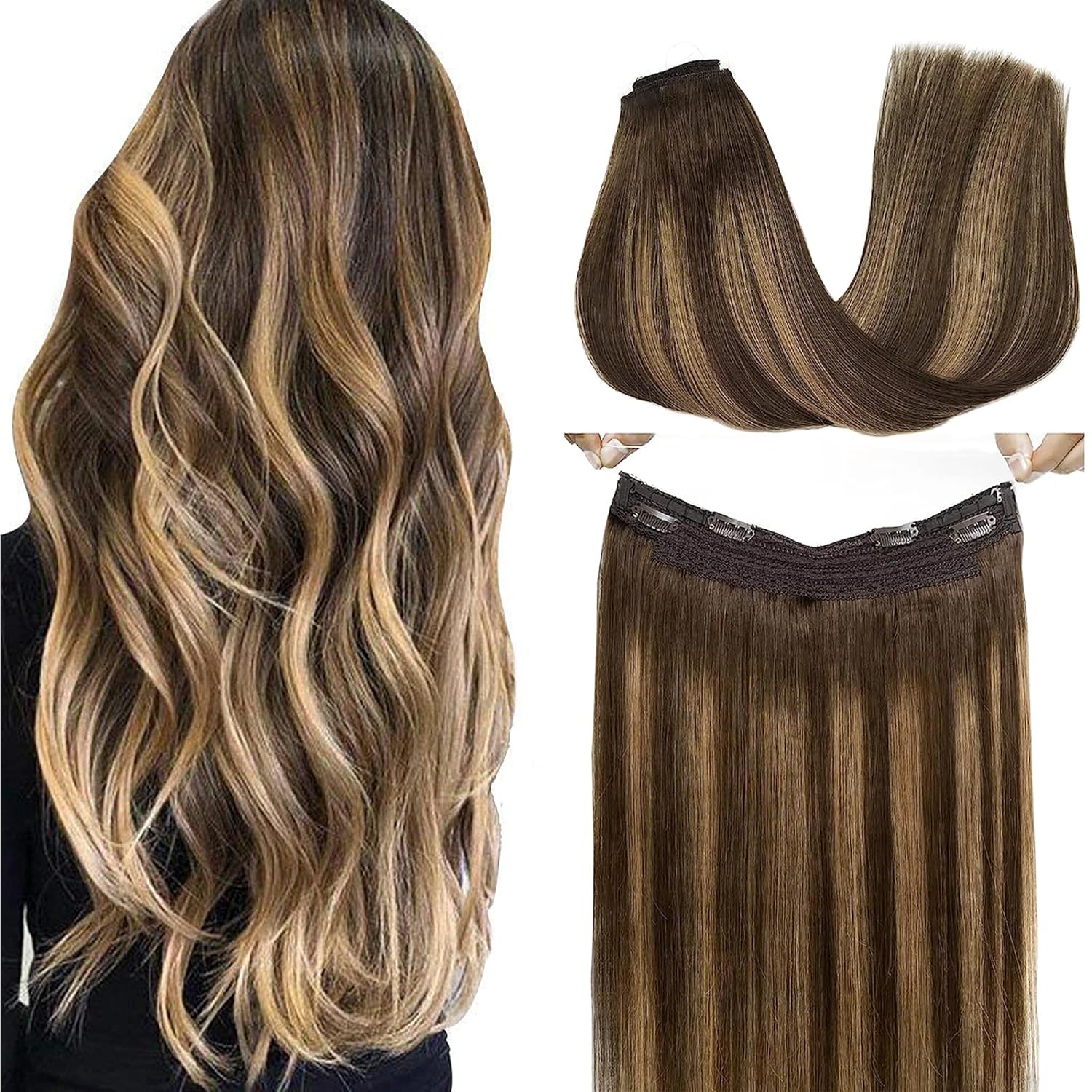 GOO GOO Wire Hair Extensions Human Hair 12inch 70g