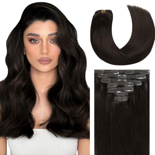 Lacer Brown Hair Extensions Clip in Human Hair (14 Inch)