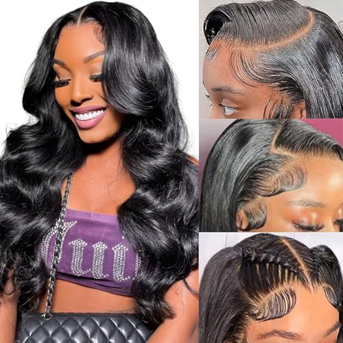ANNELBEL 250 Density 13x6 HD Lace Front Wigs Human Hair Pre Plucked with Baby Hair Glueless Wigs Body Wave Lace Frontal Wigs for Women 22 Inch
