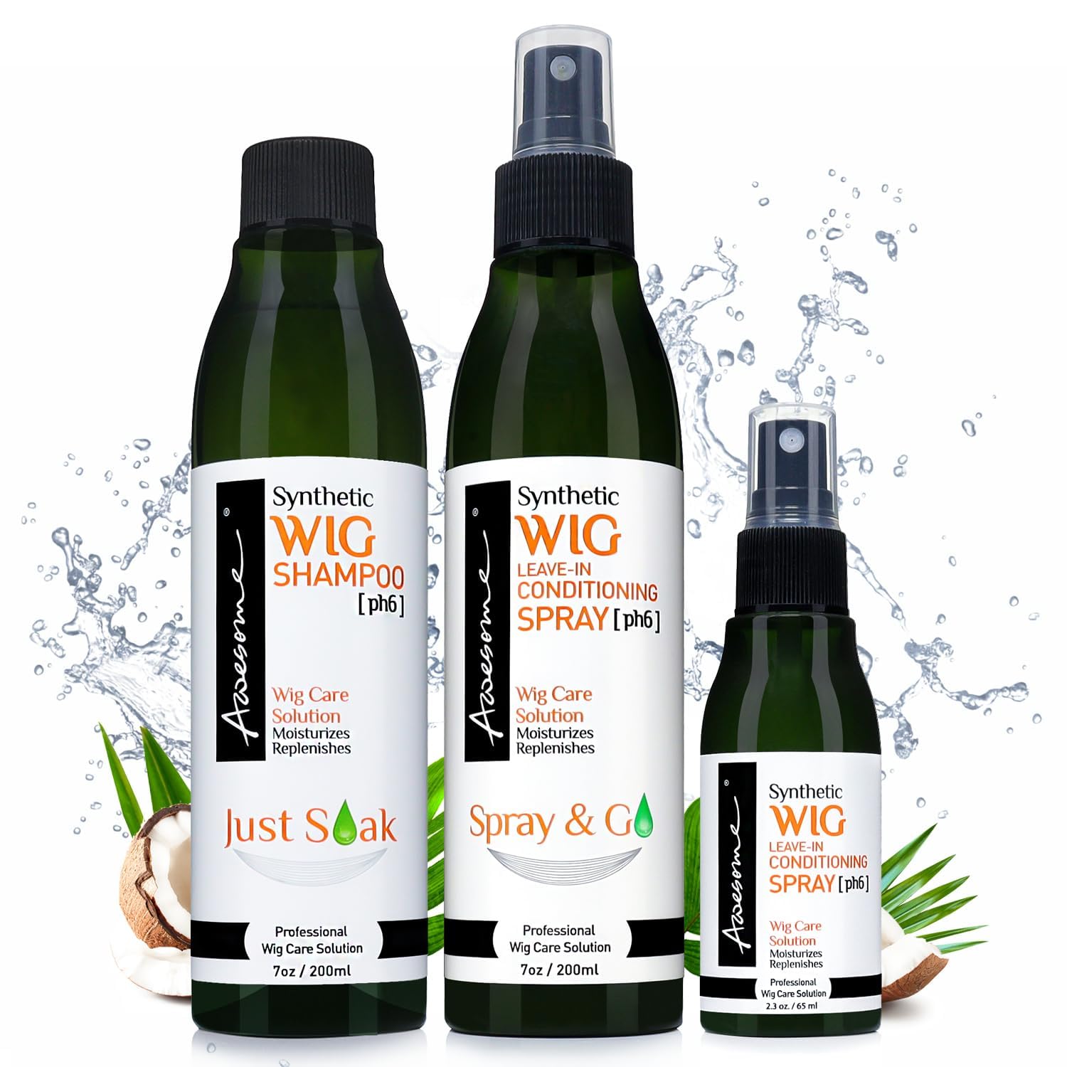 Awesome Synthetic Wig Shampoo & Leave-in Conditioner (set of 3)