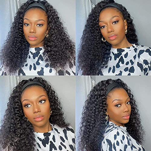 Headband Wig Human Hair Deep Wave 20 Inch