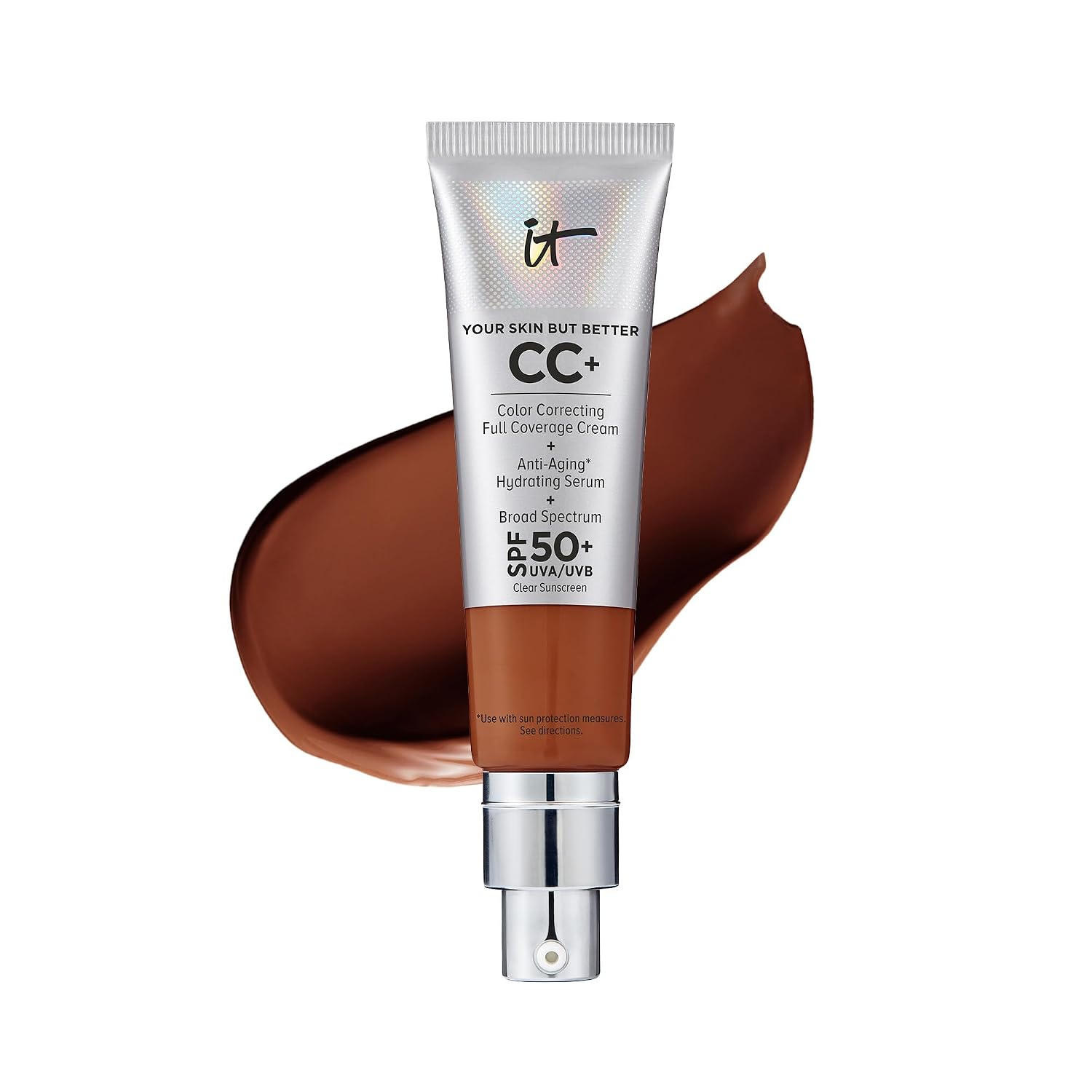 IT Cosmetics CC+ Cream - Natural Full Coverage Foundation With SPF 50+, Color Corrector & Anti-Aging Hydrating Serum, Hyaluronic Acid + Peptides, Lightweight Up To 24H Wear, All Skin Types- 1.08 fl oz