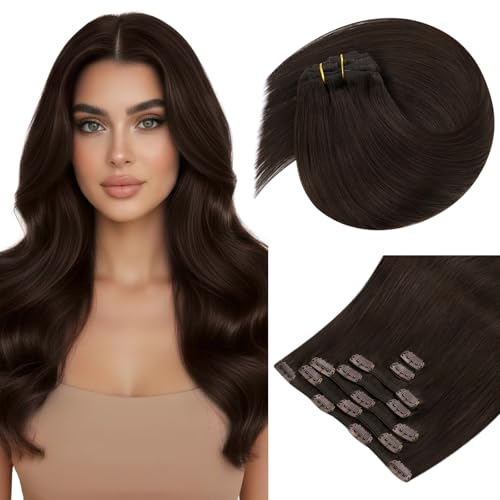 Sunny Hair Clip in Hair Extensions Straight Human Hair Clip in Extensions Remy Clip in Hair Extensions Real Human Hair Extensions Clip ins Brown Mix 20inch