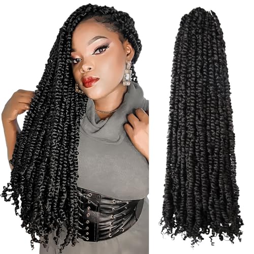 BOHOBABE Pre-twisted Passion Twist Crochet Hair 20 Inch Long Pre-looped Crochet Passion Twist Braiding Hair 8 Packs Soft Bohemian Twists (1B)